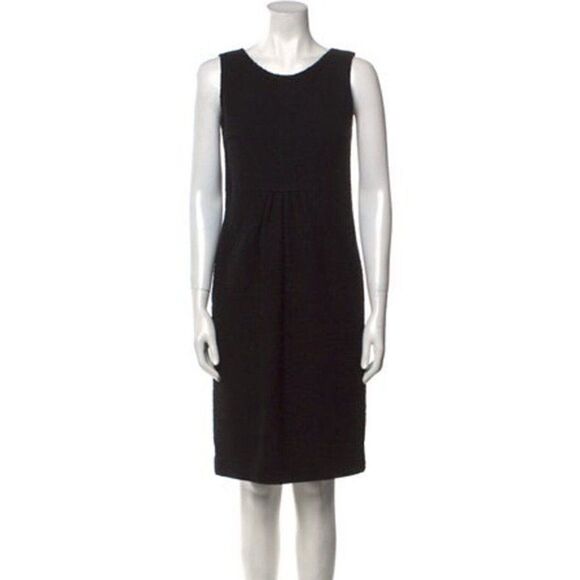 Oscar De La Renta Authentic Solid Black Wool Tank Knee Length Dress 2 Xs Italy - Picture 1 of 8
